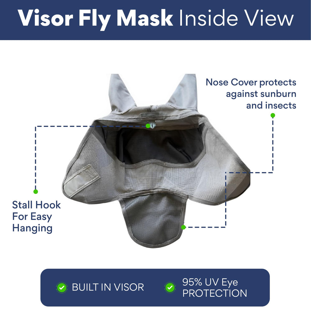 TUFFTEQ masque cheval protection anti-insectes, pour balades et paddocks