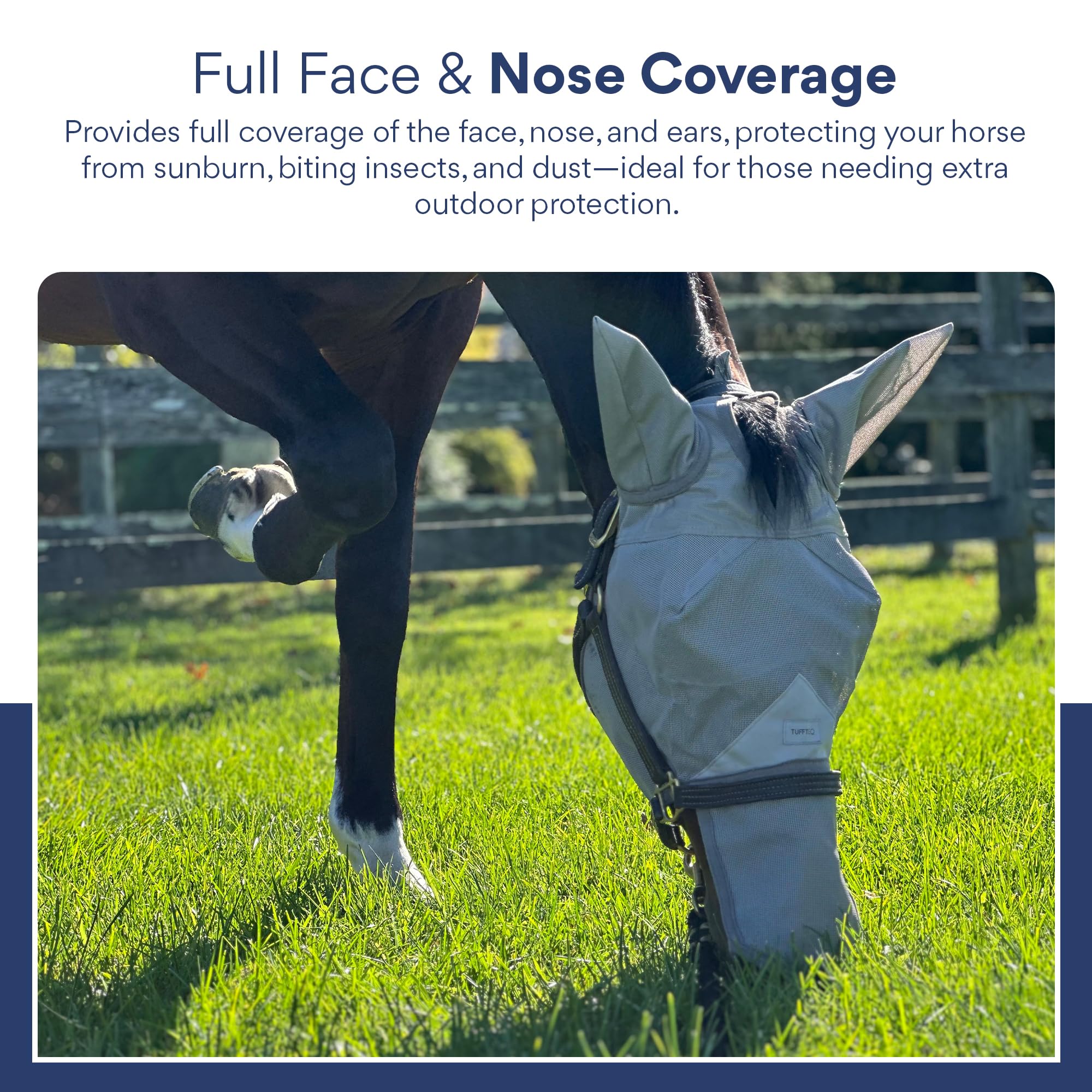 TUFFTEQ masque cheval utilisation en extérieur, confort prolongé