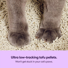 Litière Tuft & Paw tofu, agglomérante facilitant le nettoyage.