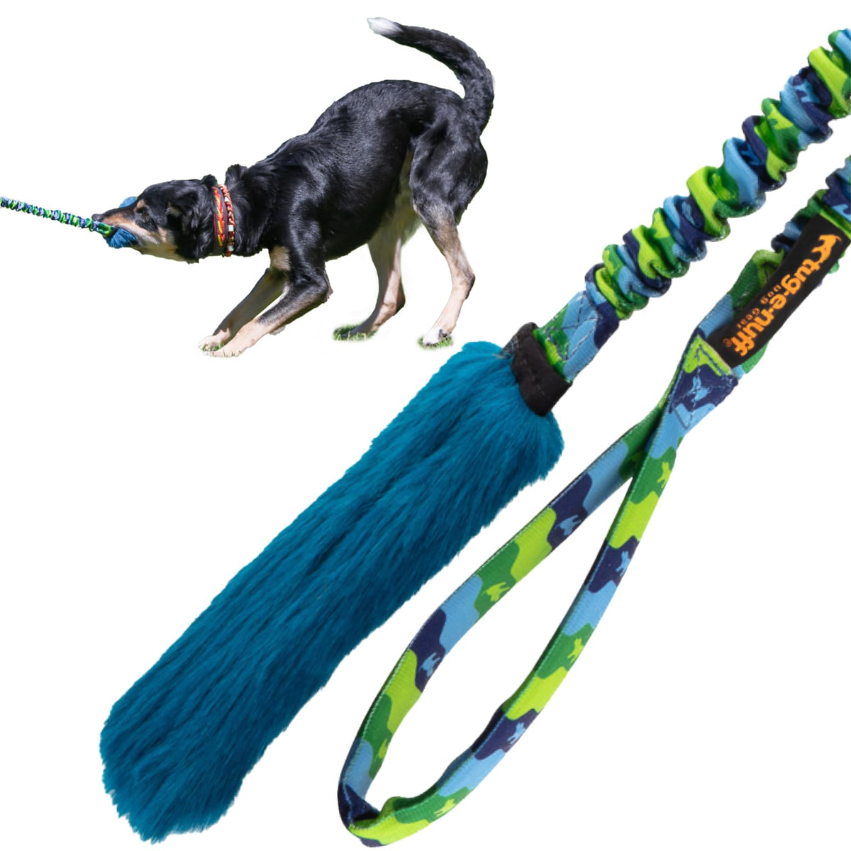 Bright Fauxtastic de Tug-E-Nuff avec une poignée double corde elastique rembourrée pour des jeux durables