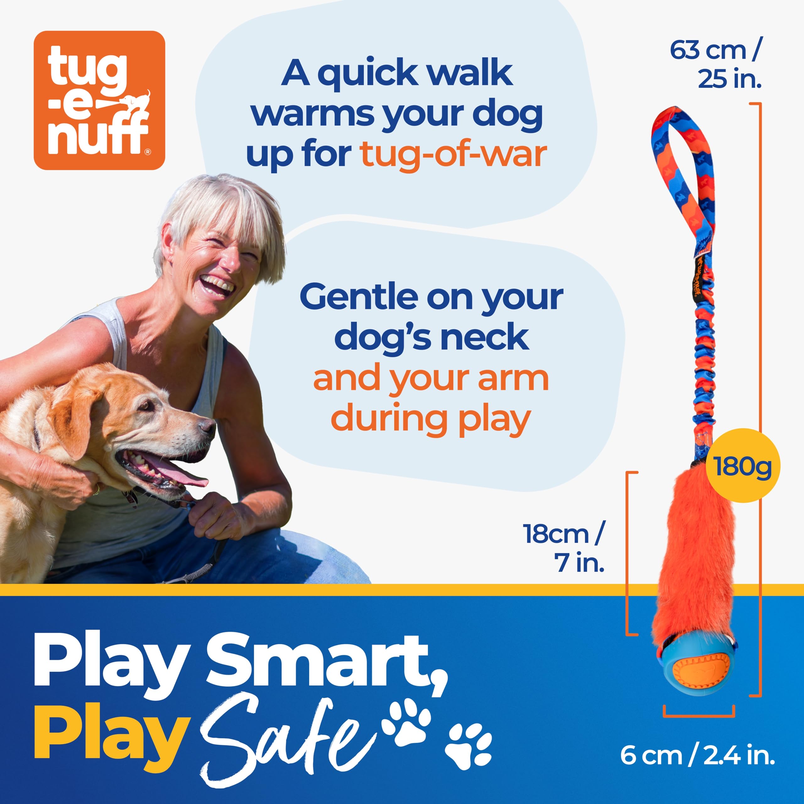 Jouet Tug-E-Nuff Fauxtastic PowerBall Bungee, jeu interactif stimulant pour chien actif