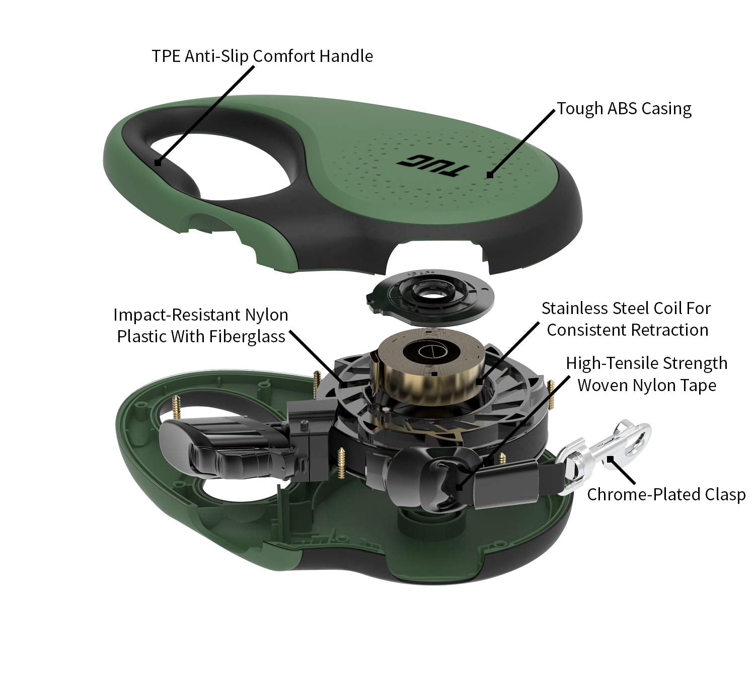 Laisse TUG: grande taille adaptée aux chiens forts et actifs en voyage.