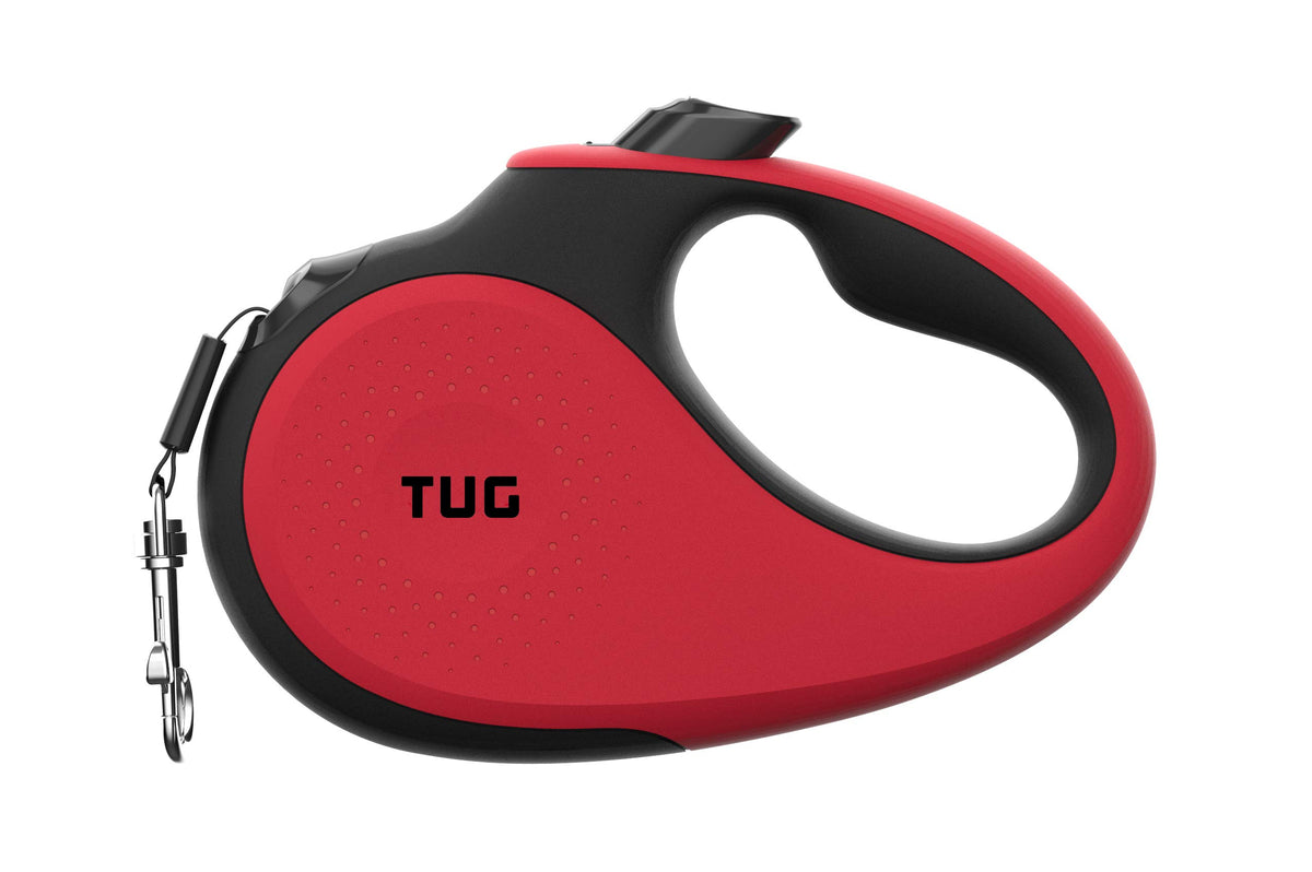 TUG longe rétractable rouge de 16 pieds, idéale pour les promenades quotidiennes.