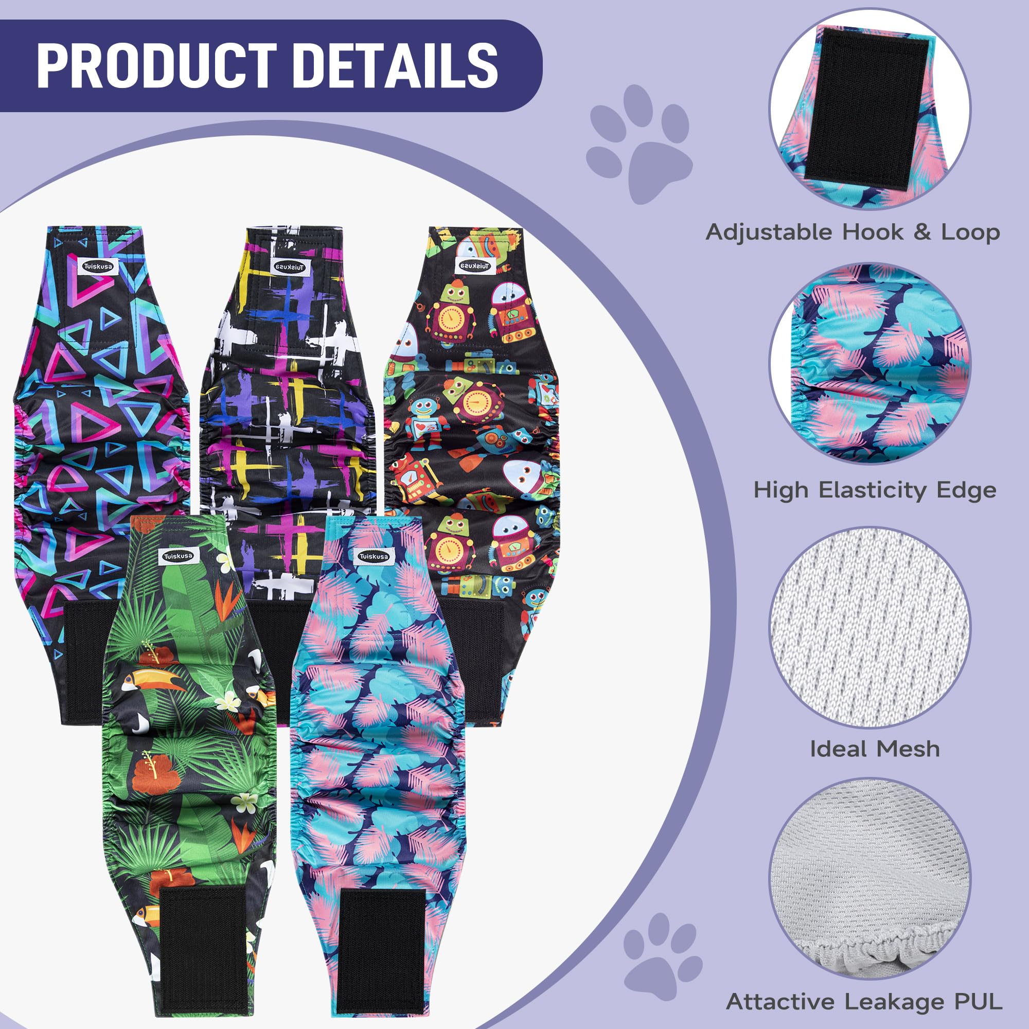 Tuiskusa couches chien mâle – Tailles multiples pour un ajustement précis.