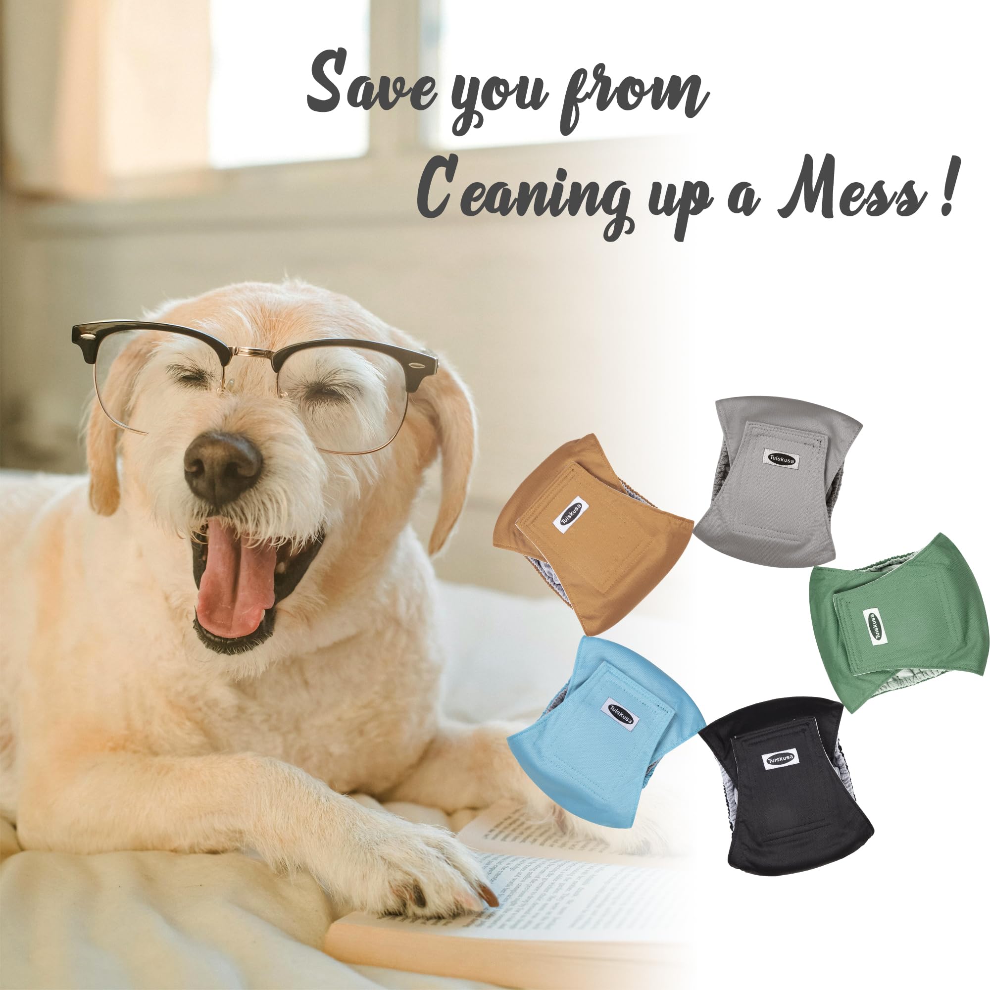Tuiskusa lavage reutilisable couches chien pour durabilité