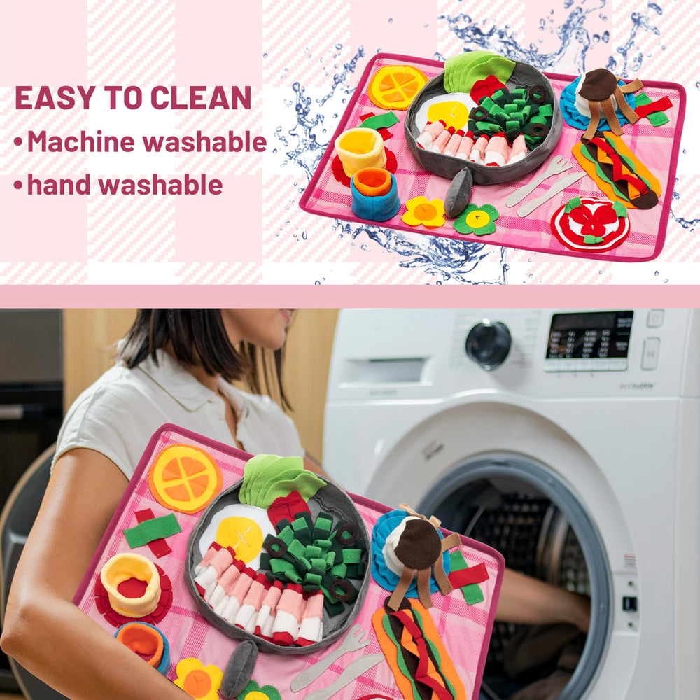 Utilisation du Snuffle Mat TUKOAW pour cacher croquettes et friandises