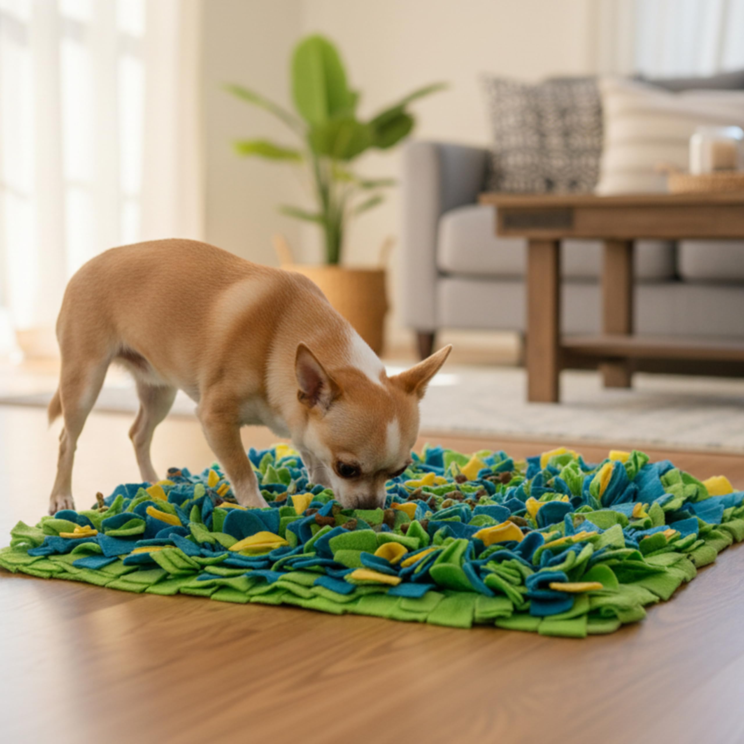 TUKOAW Tapis couleurs bleu jaune vert: attire l'œil et stimule l'exploration.