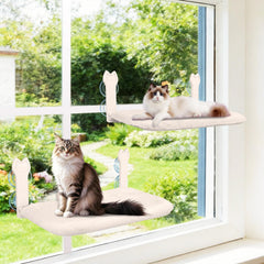 Perchoir Turbosus pour chat sur fenêtre avec ventouses robustes offrant soutien sûr.