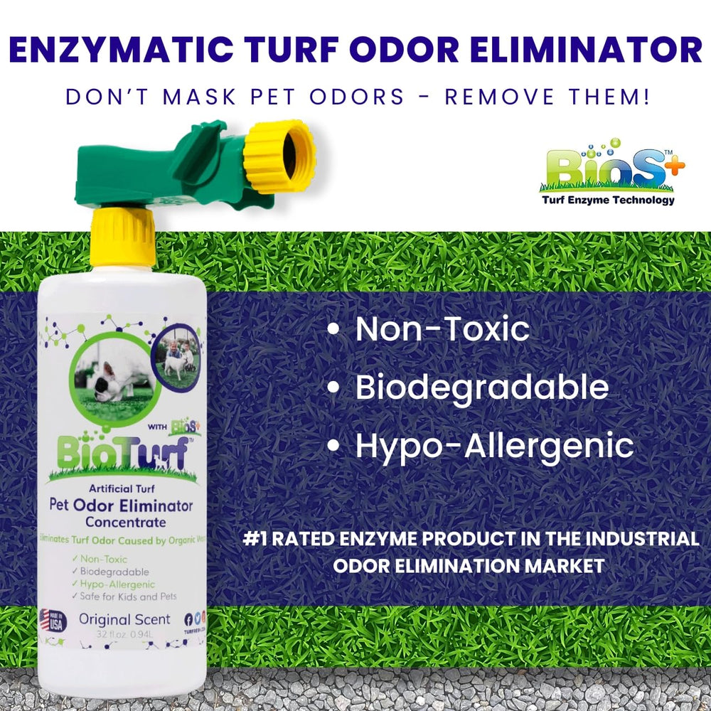 BioS+ TurFresh – pulvérisateur-tuyau pour application rapide sur gazon et allées.