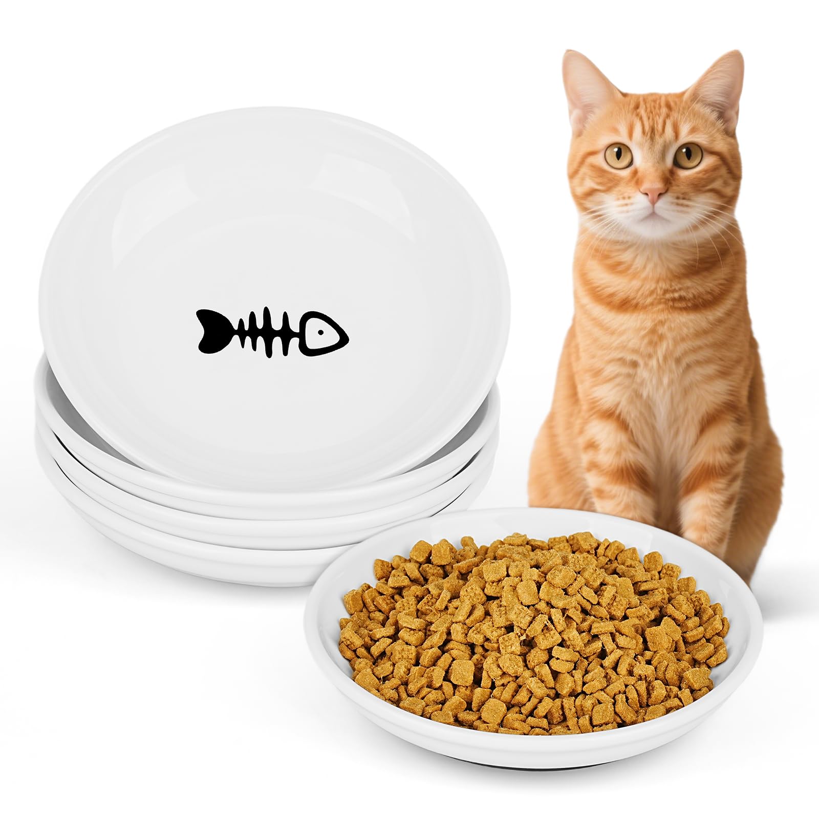Bols Turfson en porcelaine pour chat, ensemble de 4, repas sûrs et élégants.