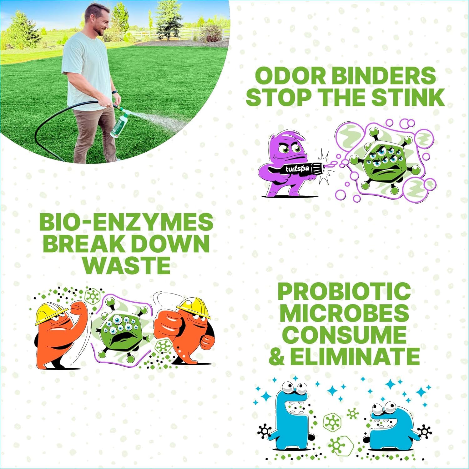 TurfSpa Turf Detox — Application sur gazon artificiel, spray ciblé pour neutraliser les odeurs.
