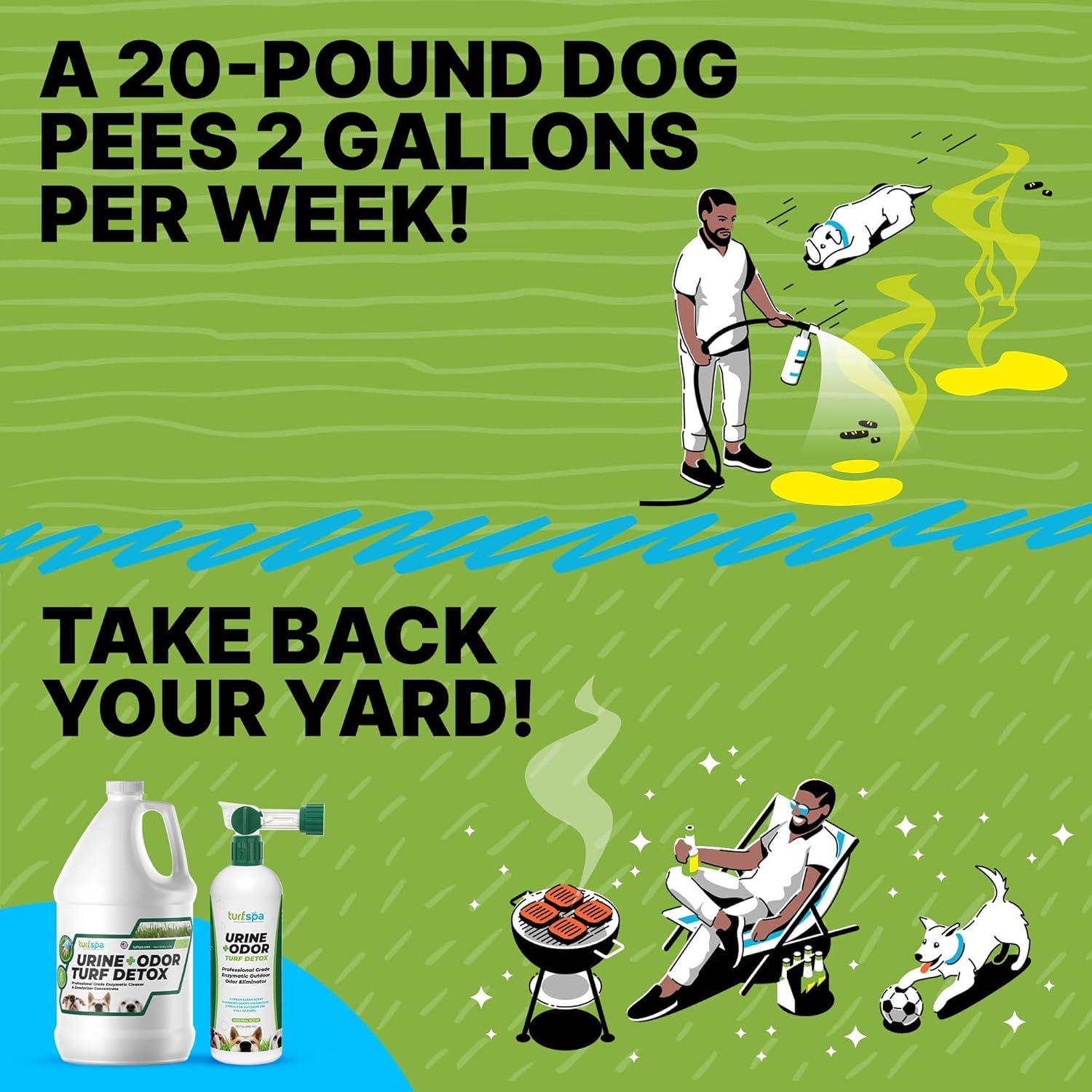 TurfSpa Turf Detox — Zone sûre pour enfants et animaux, après utilisation espaces extérieurs propres.