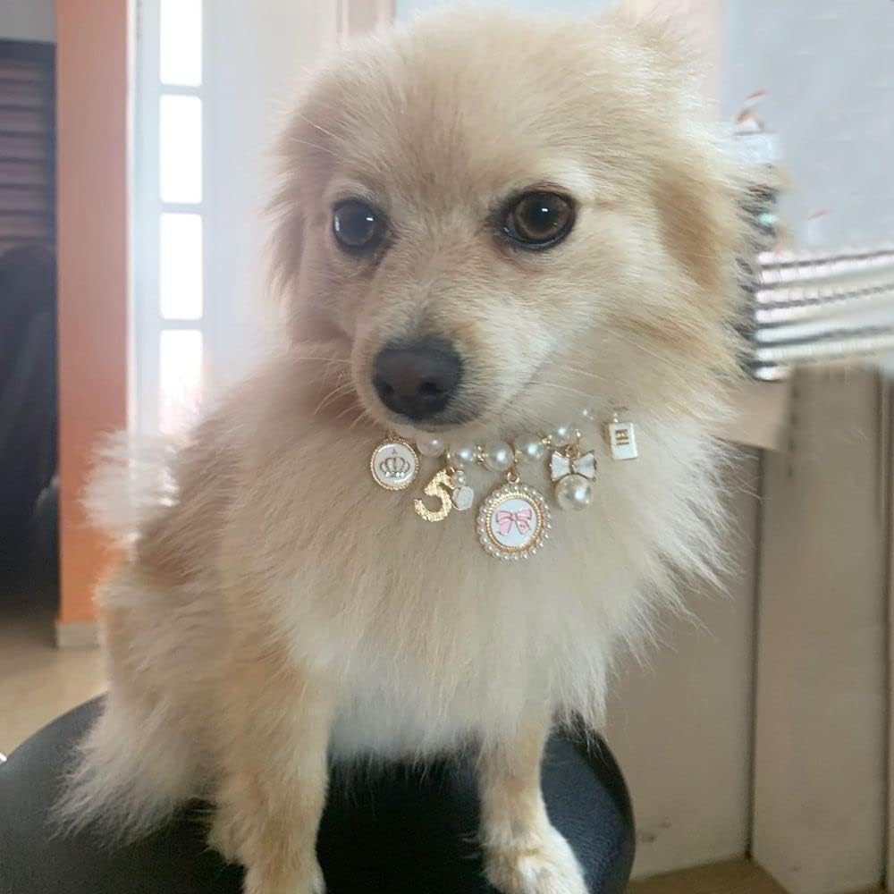Collier Tustao perles rose ajustable pour chat.