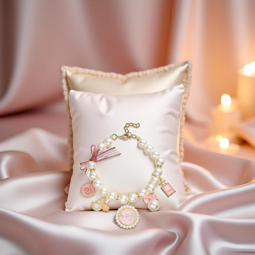 Collier Tustao perles rose ornement princesse.