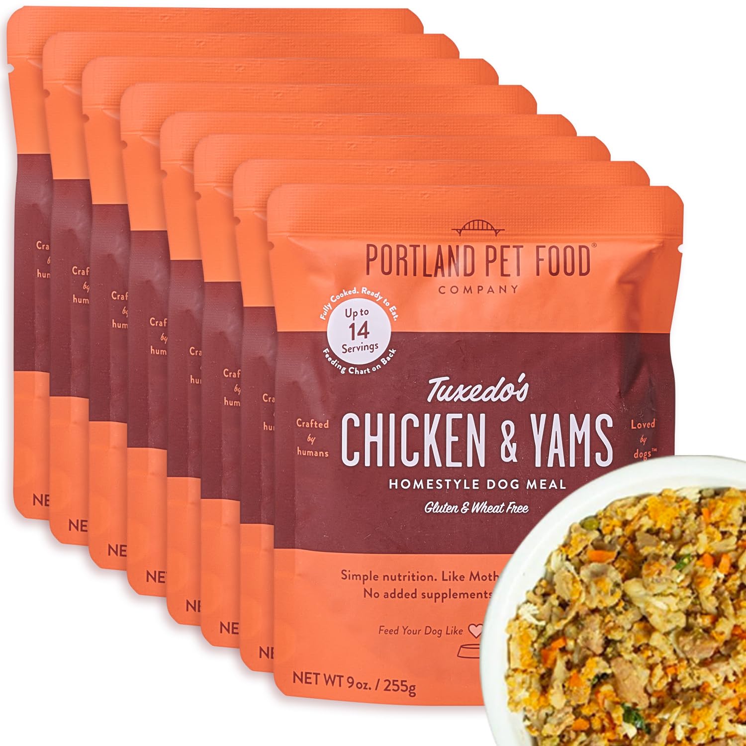 Poche Tuxedo’s Chicken & Yams prête à servir sans congélation.