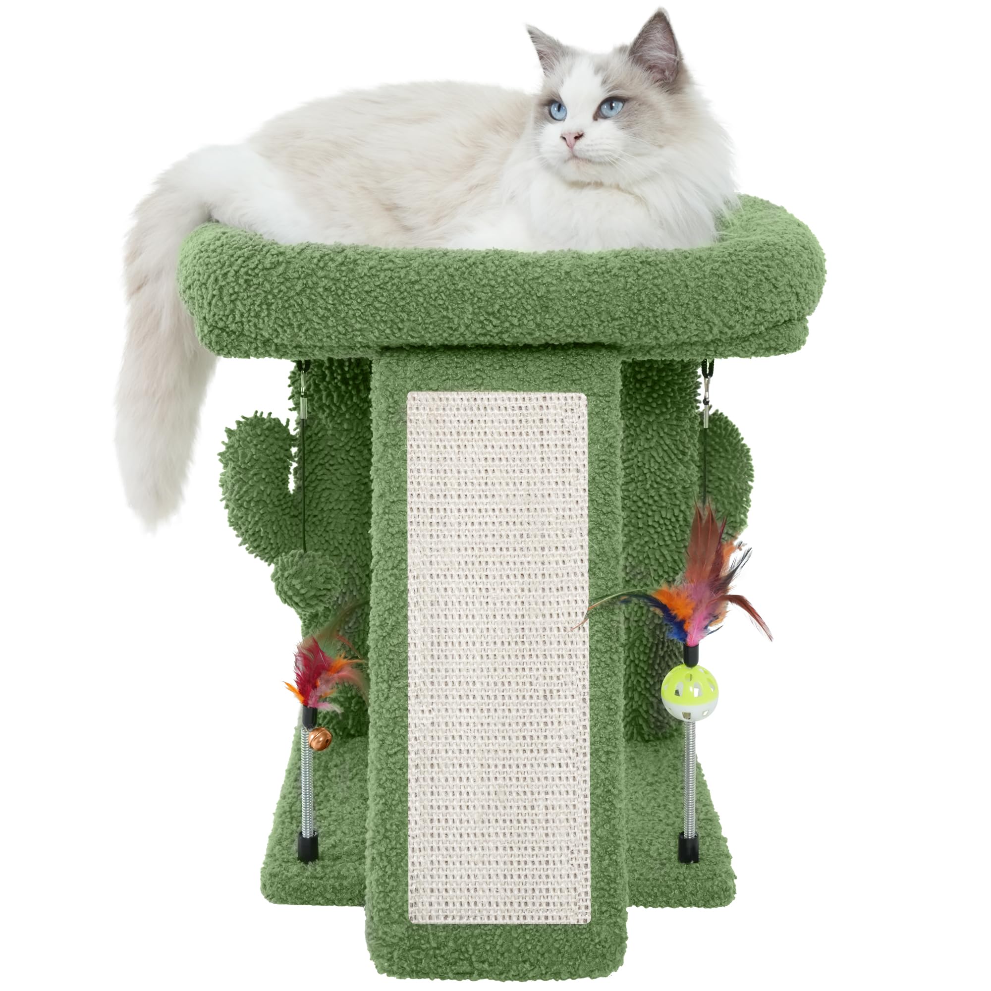 TWDEPART Arbre Chat Cactus face : poste de griffage et jeu attractif