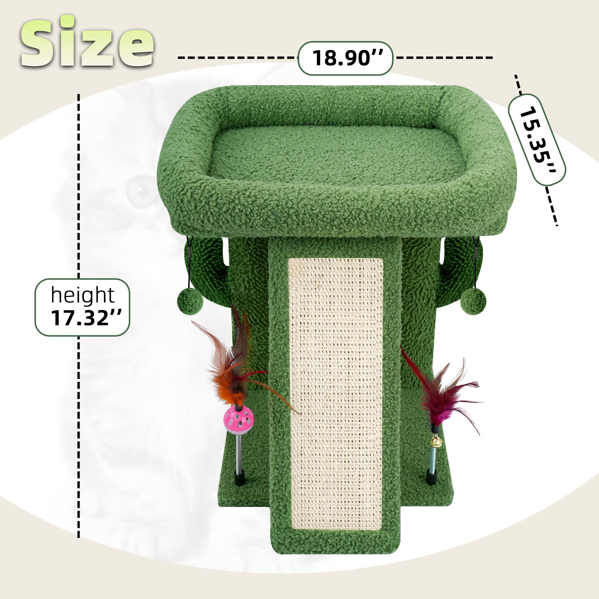 TWDEPART Arbre Chat Cactus transport leger : facile à déplacer selon vos besoins