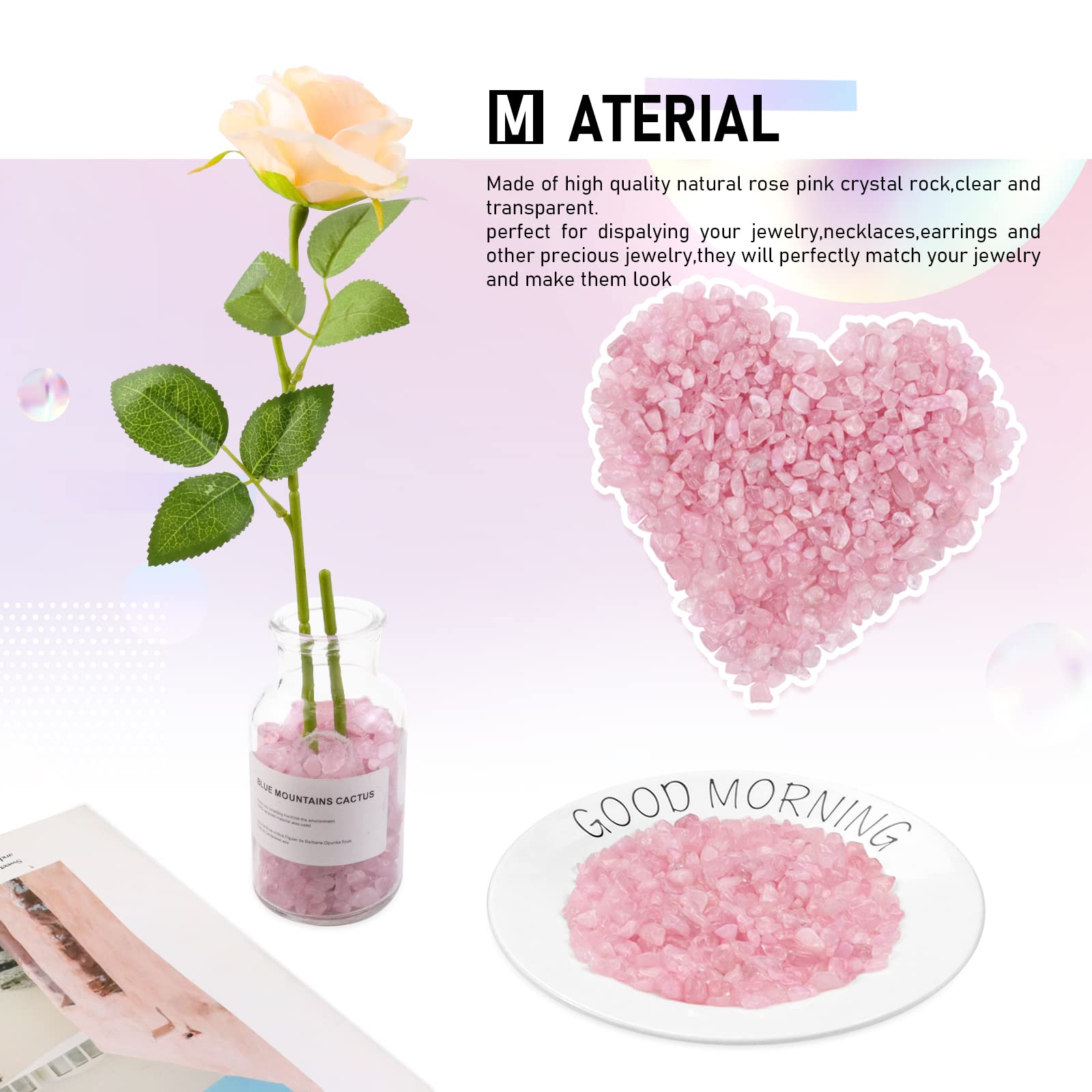 Twdrer quartz rose pour aquarium, ajoute couleur et texture à l’aquarium.