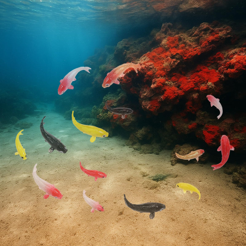 Tweruna poisson koi mini rouge 2 cm, éclat dans l’eau.