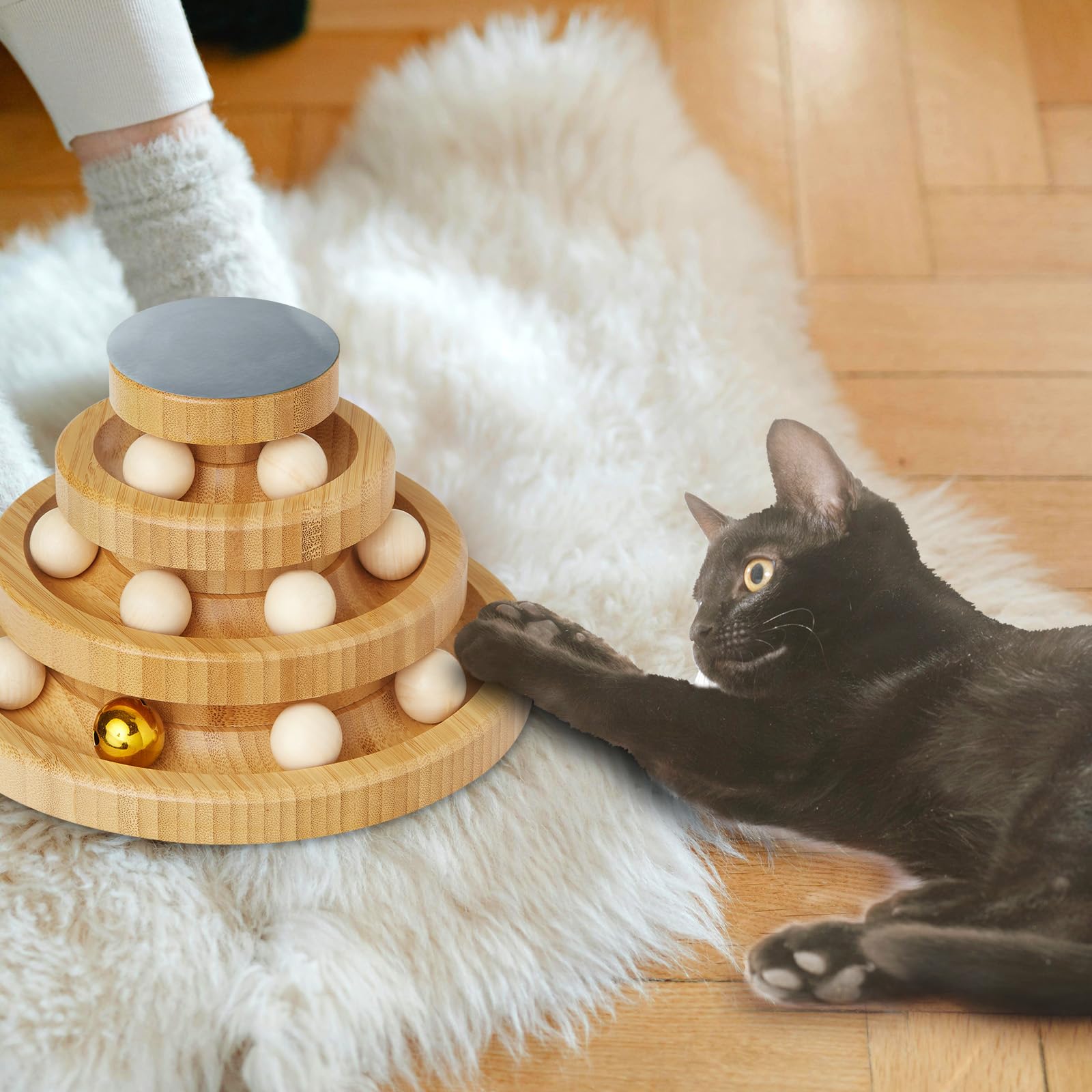 TWIZZLEPOP Tour bois pour chat, base antidérapante stable sur tous les sols