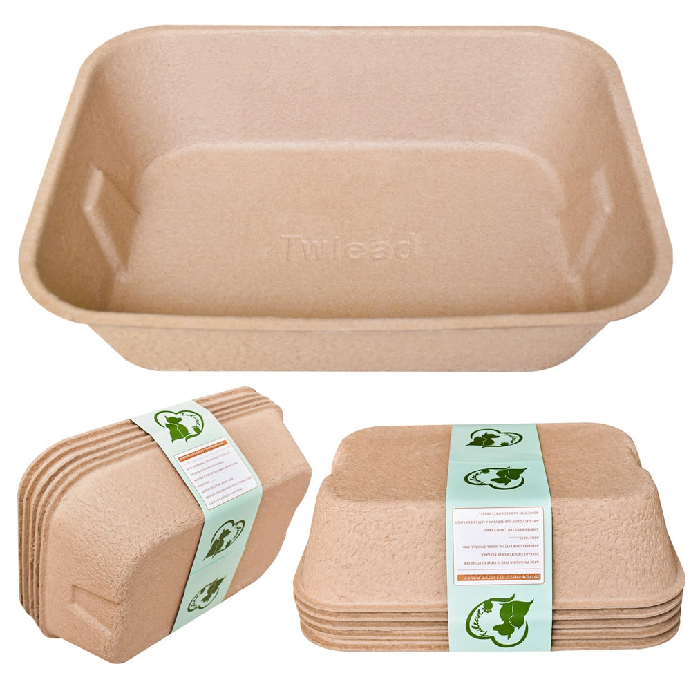 Twlead boîte-litière jetable pour chat, papier recyclé, dimensions 1614x1181x394, pratique et écologique.