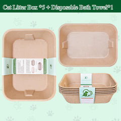 Twlead lot de 5 boîtes-litière jetables avec serviette, pratique pour voyages et entretien.