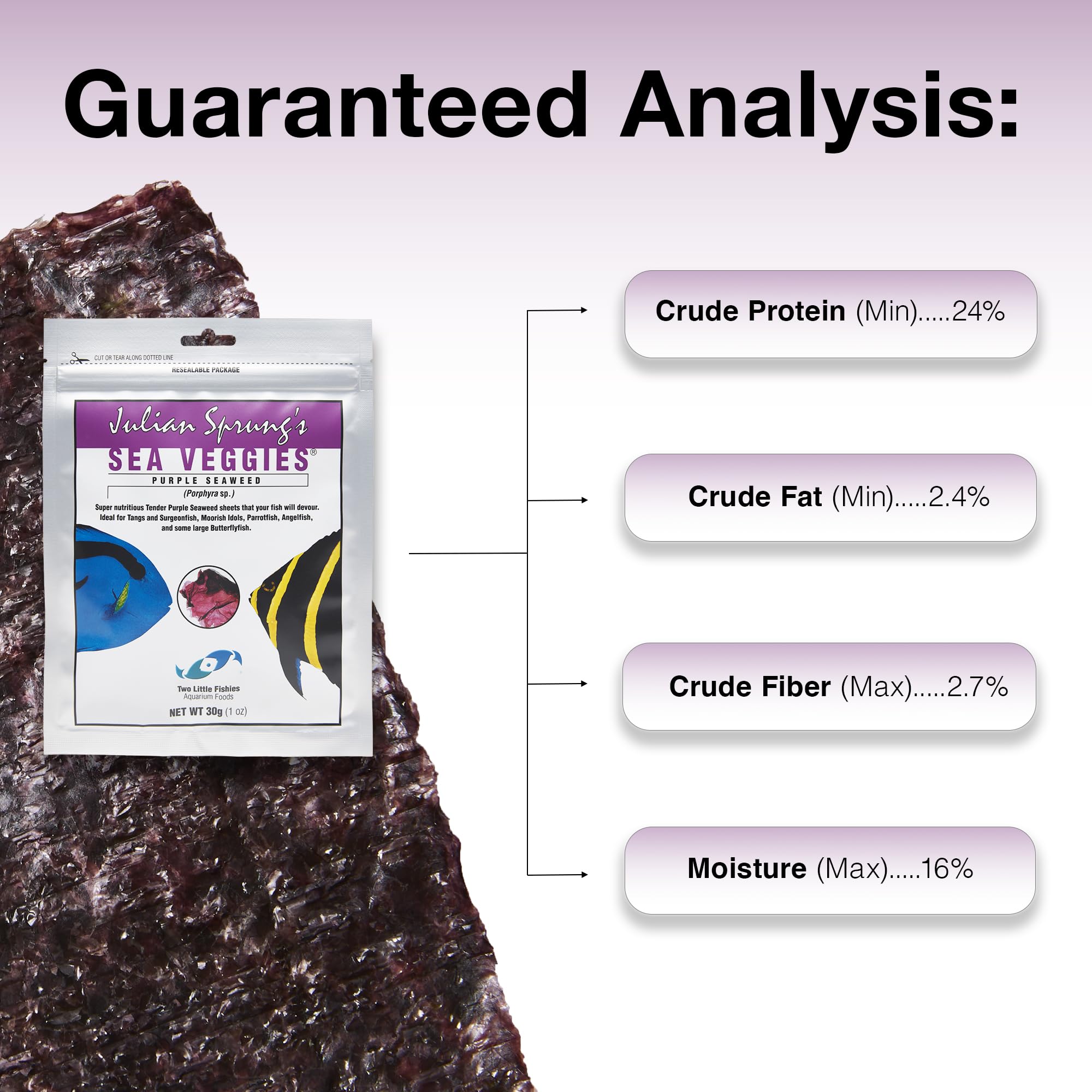 Complément alimentaire naturel Sea Veg-Purple Seaweed pour diversifier l’alimentation des poissons.
