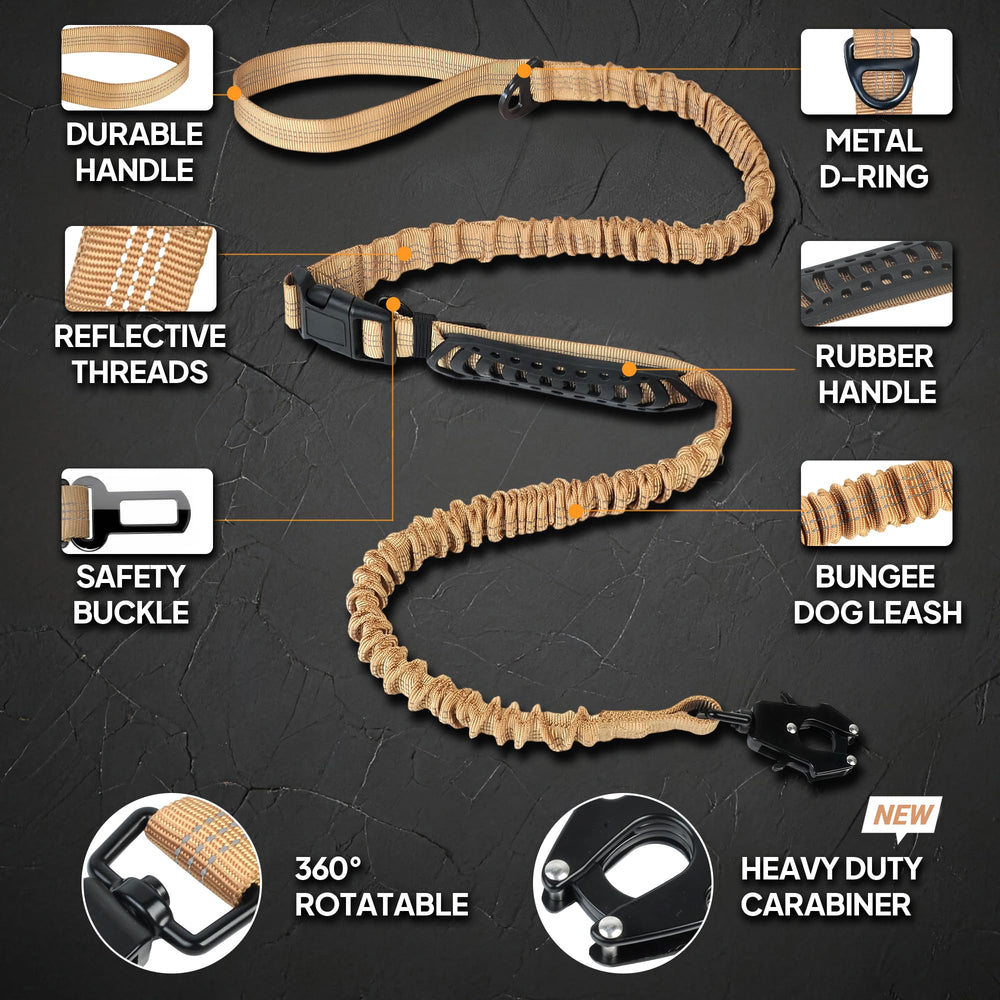 TwoEar Laisse avec extension bungee 4-7 pieds, absorbe les tirages.