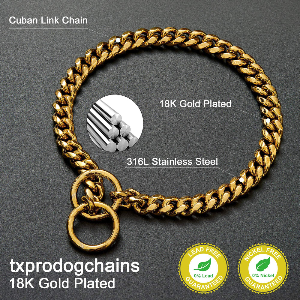 txprodogchains collier 10 mm, vue frontale, design robuste.