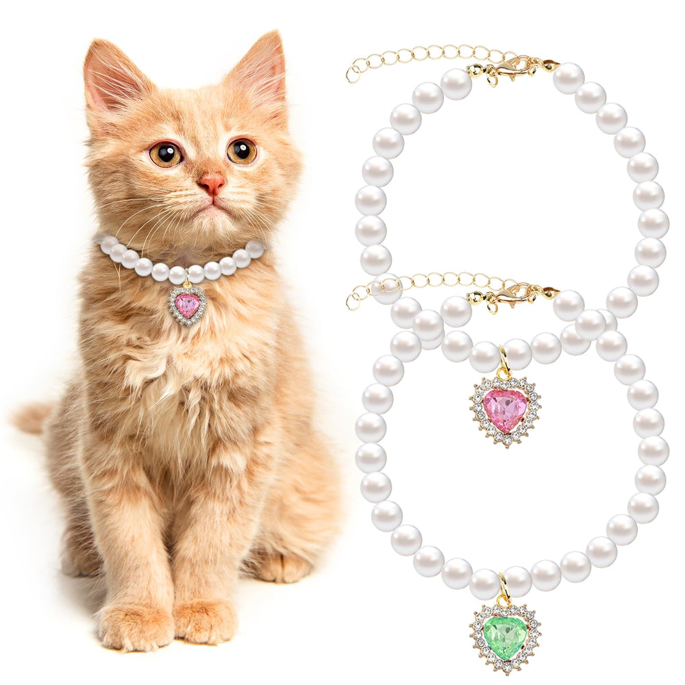 Tyqour collier perles chat cœur rose: élégant pour sorties et fêtes.