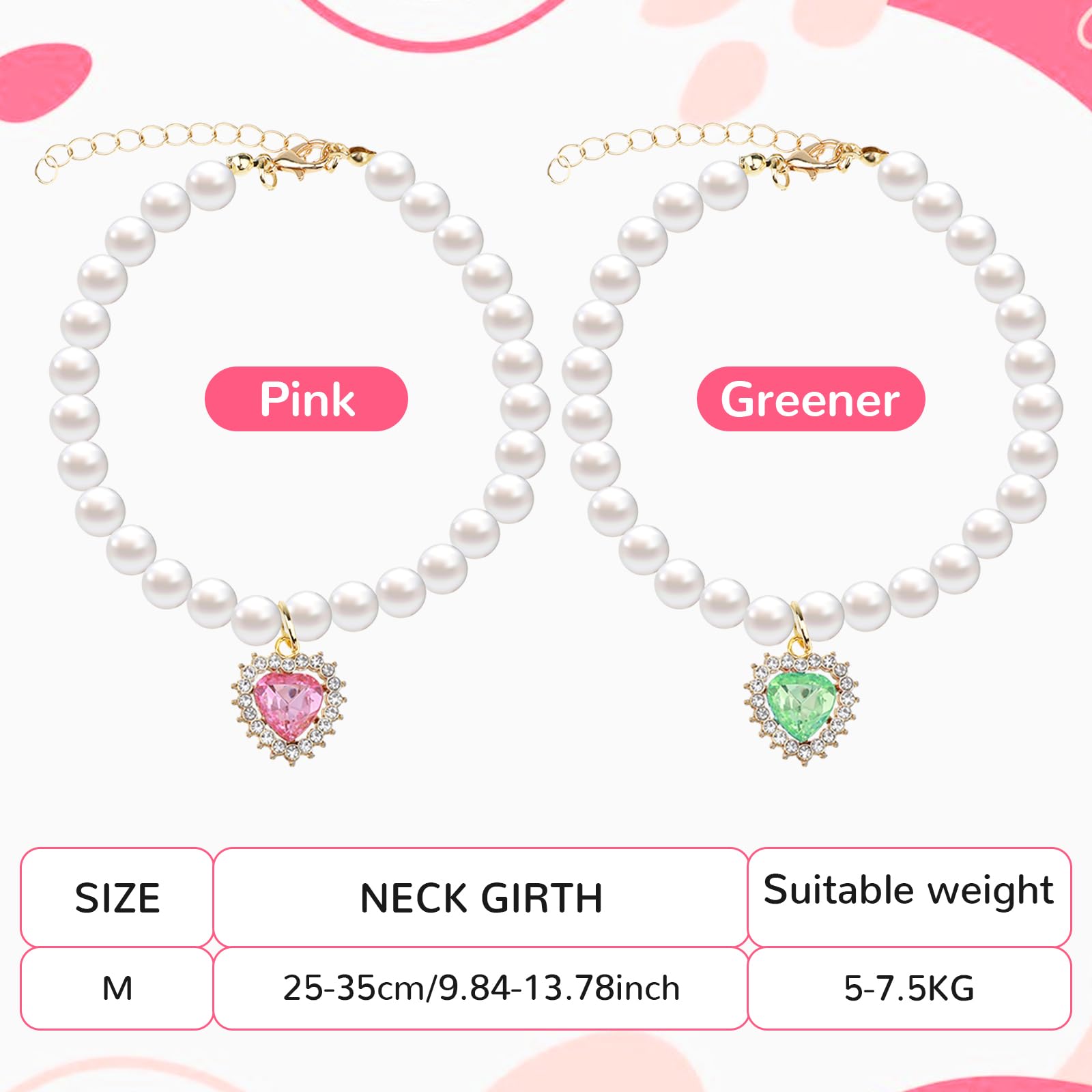 Tyqour collier perles cœur pierre scintillante rose: touche glamour discrète.