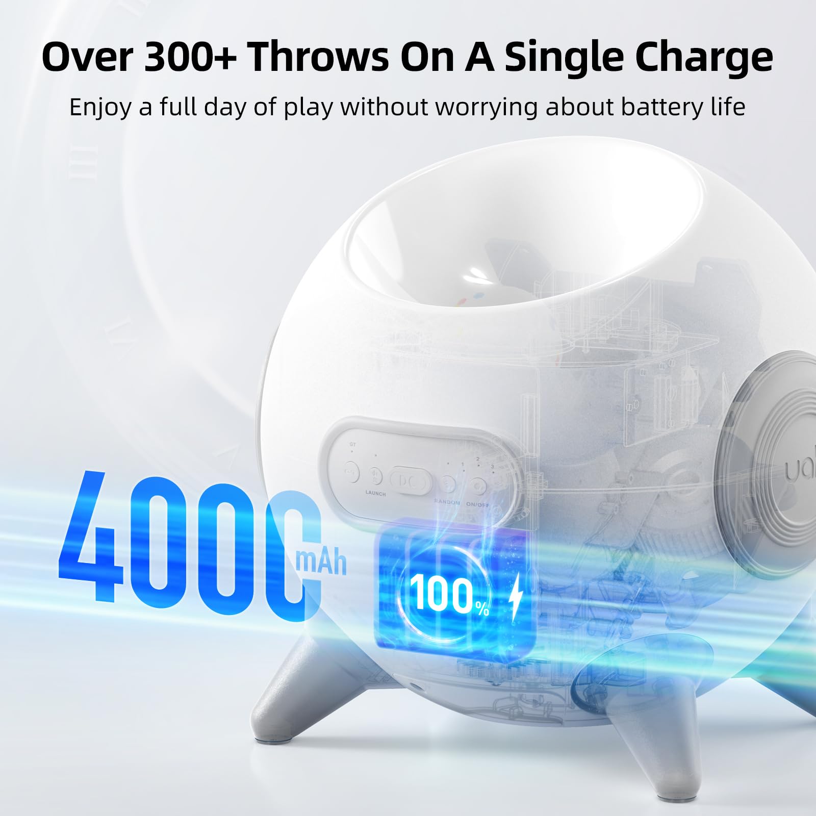 uahpet batterie longue duree 4000mah: sessions prolongées sans recharge.