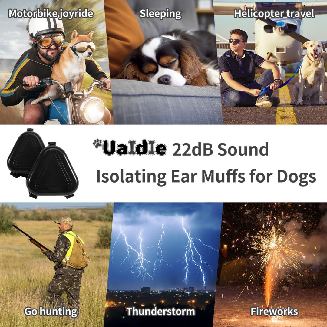 uaidie noir chic chien, protection auditive fiable.