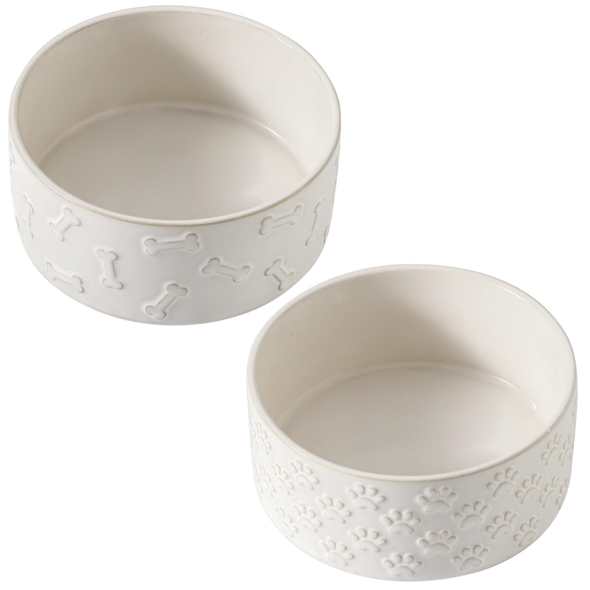 Bol UBEE pour chien en céramique, ensemble de 2, motif patte et os, durable et sûr.