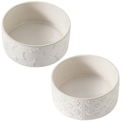 Bol UBEE pour chien en céramique, ensemble de 2, motif patte et os, durable et sûr.