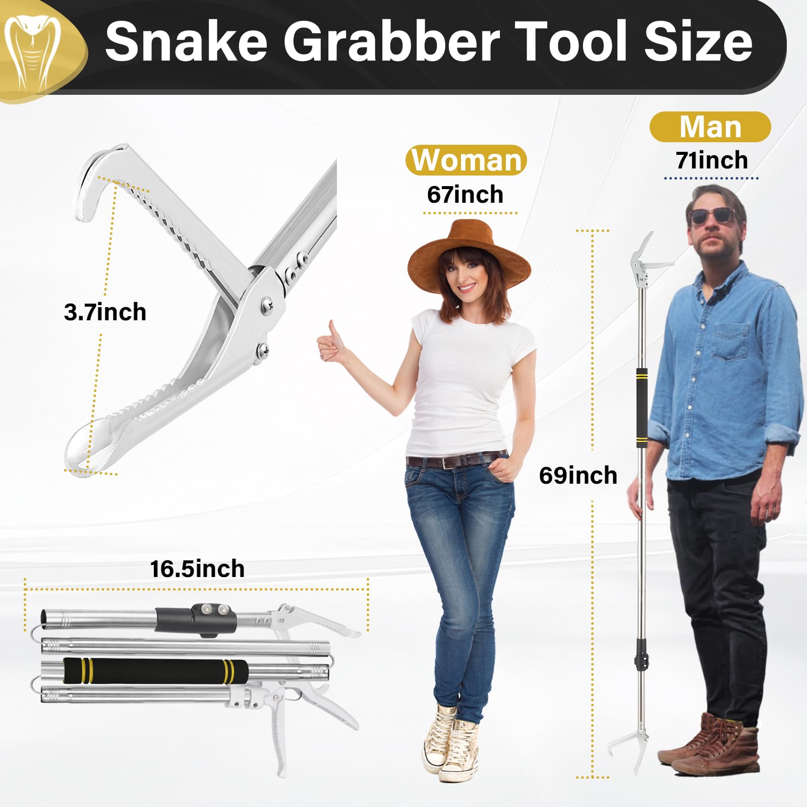 UEGHNS Serpent Grabber avec mâchoires dentelées pour prise ferme.