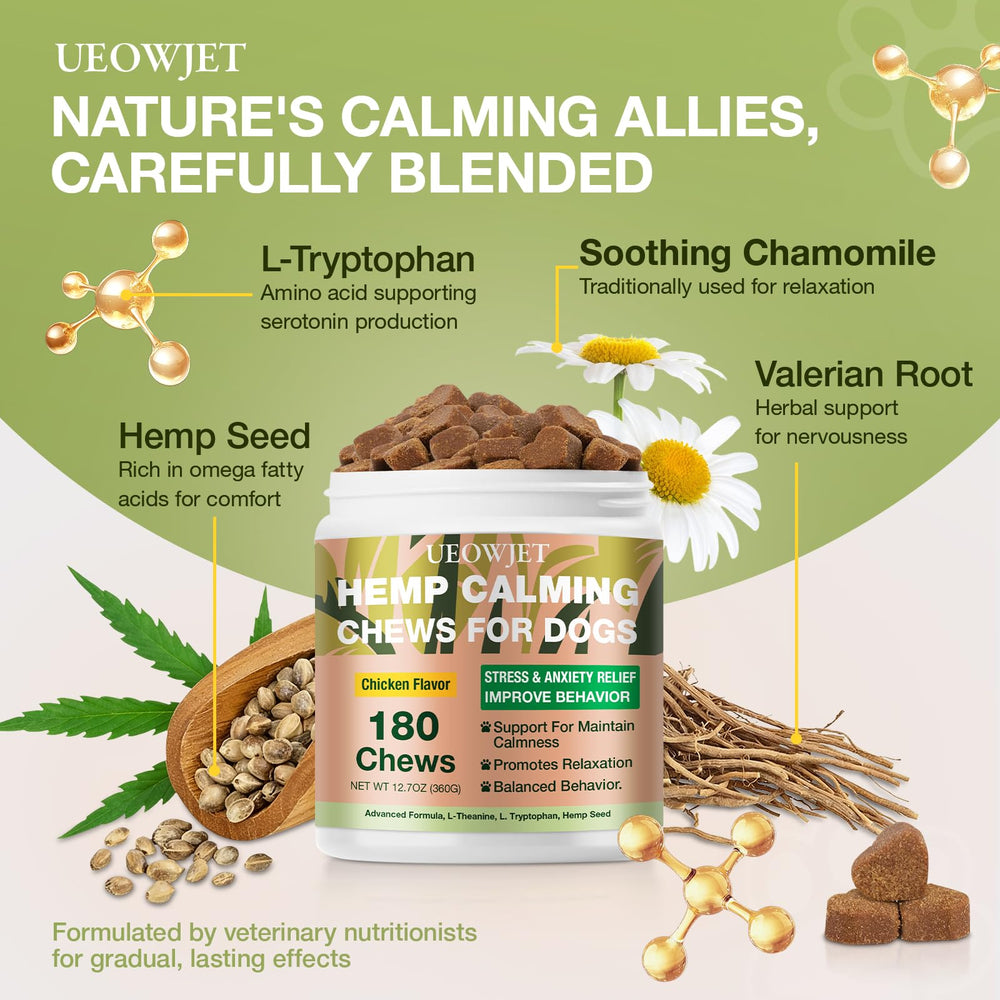 UEOWJET Hemp Calming Chews : kit voyage pour voyages sans stress