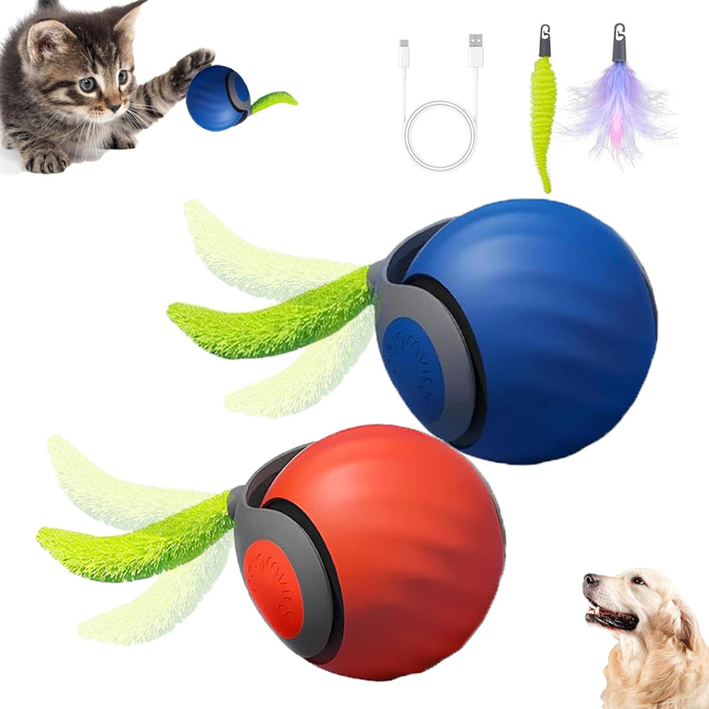 ugdurwp Speedy 2.0 balle pour chat bleu orange, stimulation autonome.