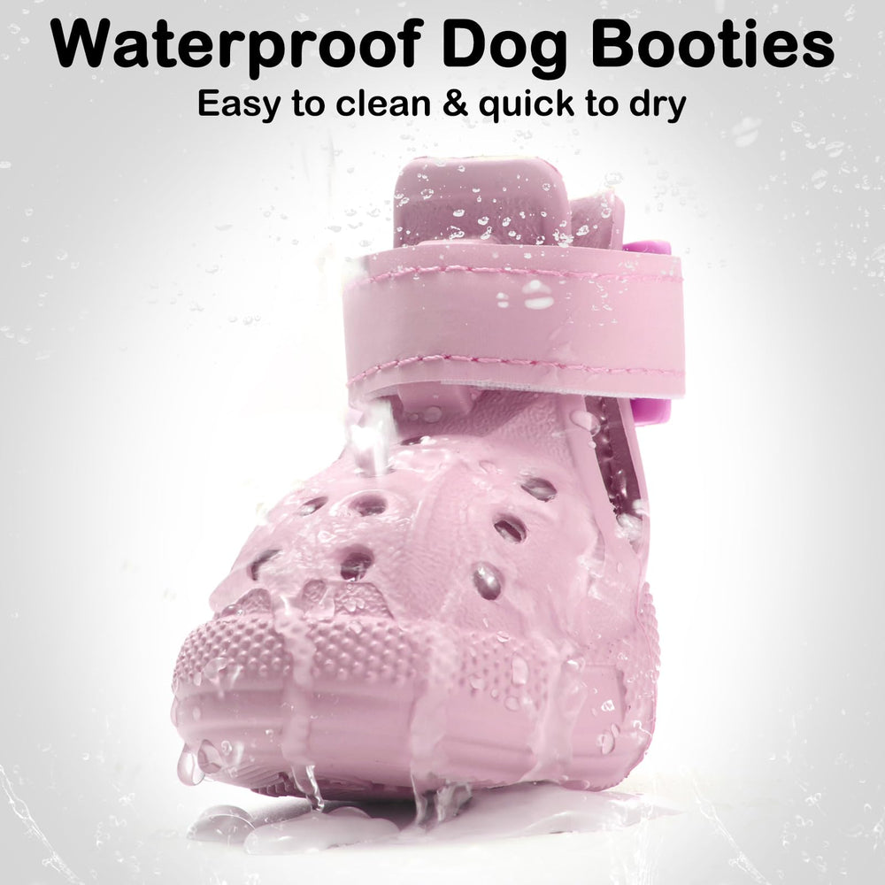 UGRASEA bottes chien fermeture velcro réglable rose : enfiler rapidement et ajuster