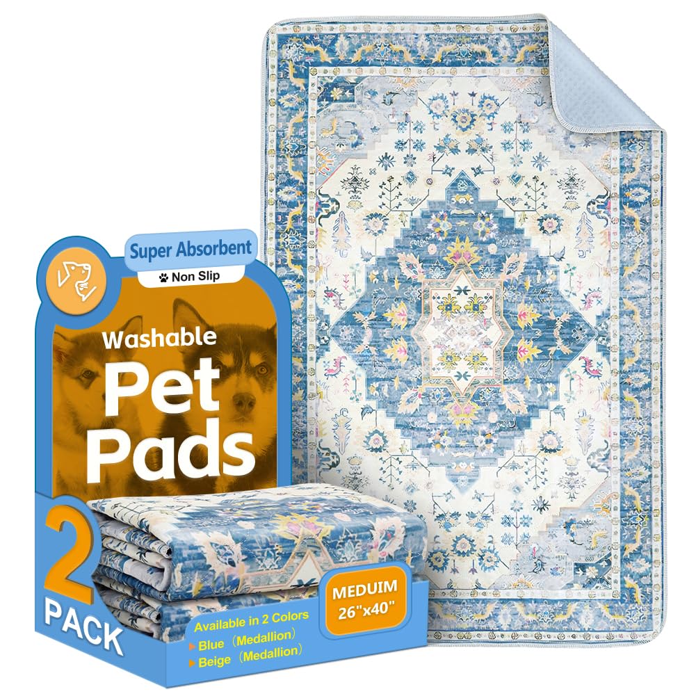 ULIGOTA tapis-pipi-lavable-40x26 bleu: idéal pour l entraînement propre et durable