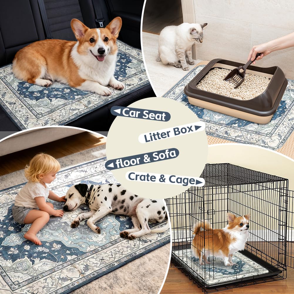 ULIGOTA tapis polyvalent navy utilisable sur sols, lit et voyage.