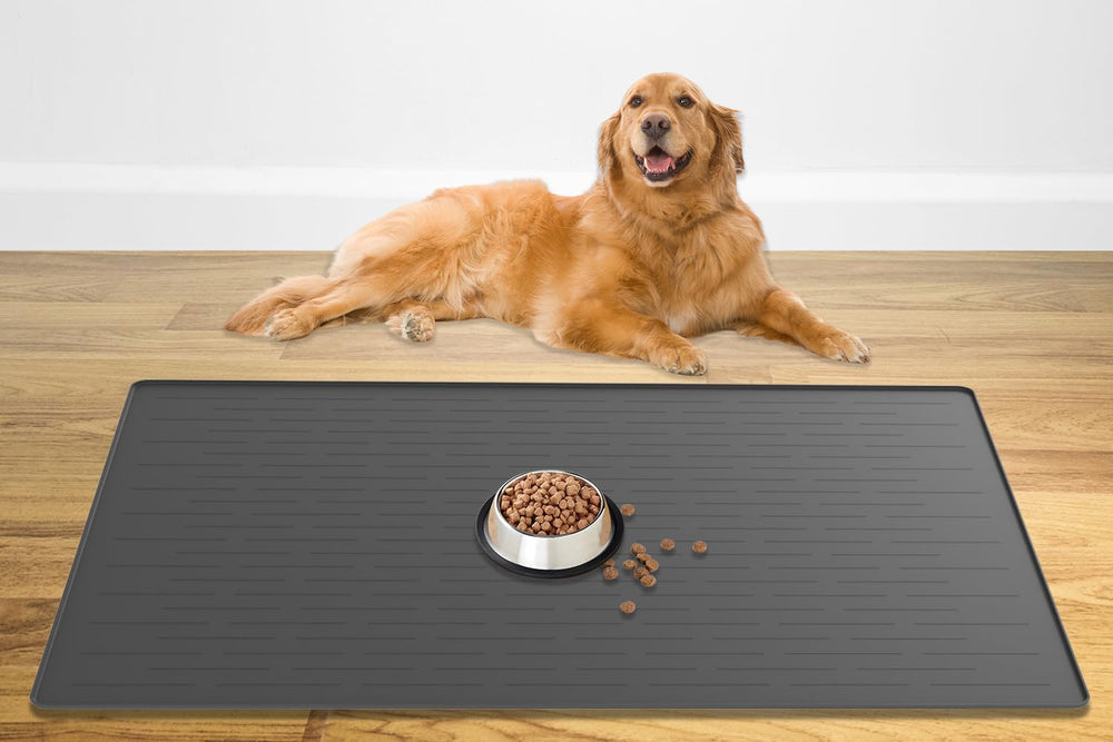 Ultibe tapis alimentaire grand bord élevé gris, maintien propre au repas.