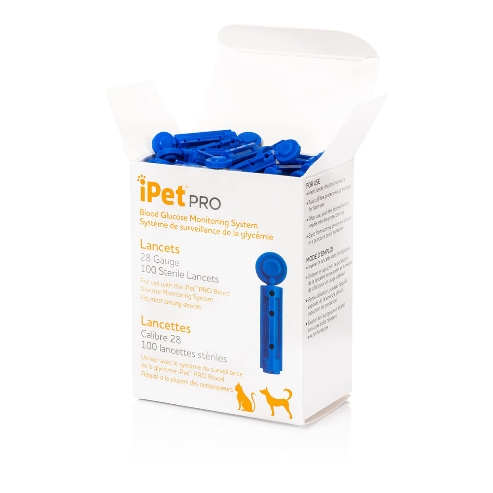 Lancettes UltiCare VetRx iPet Pro 28G 100ct, emballage pratique pour usage domestique.