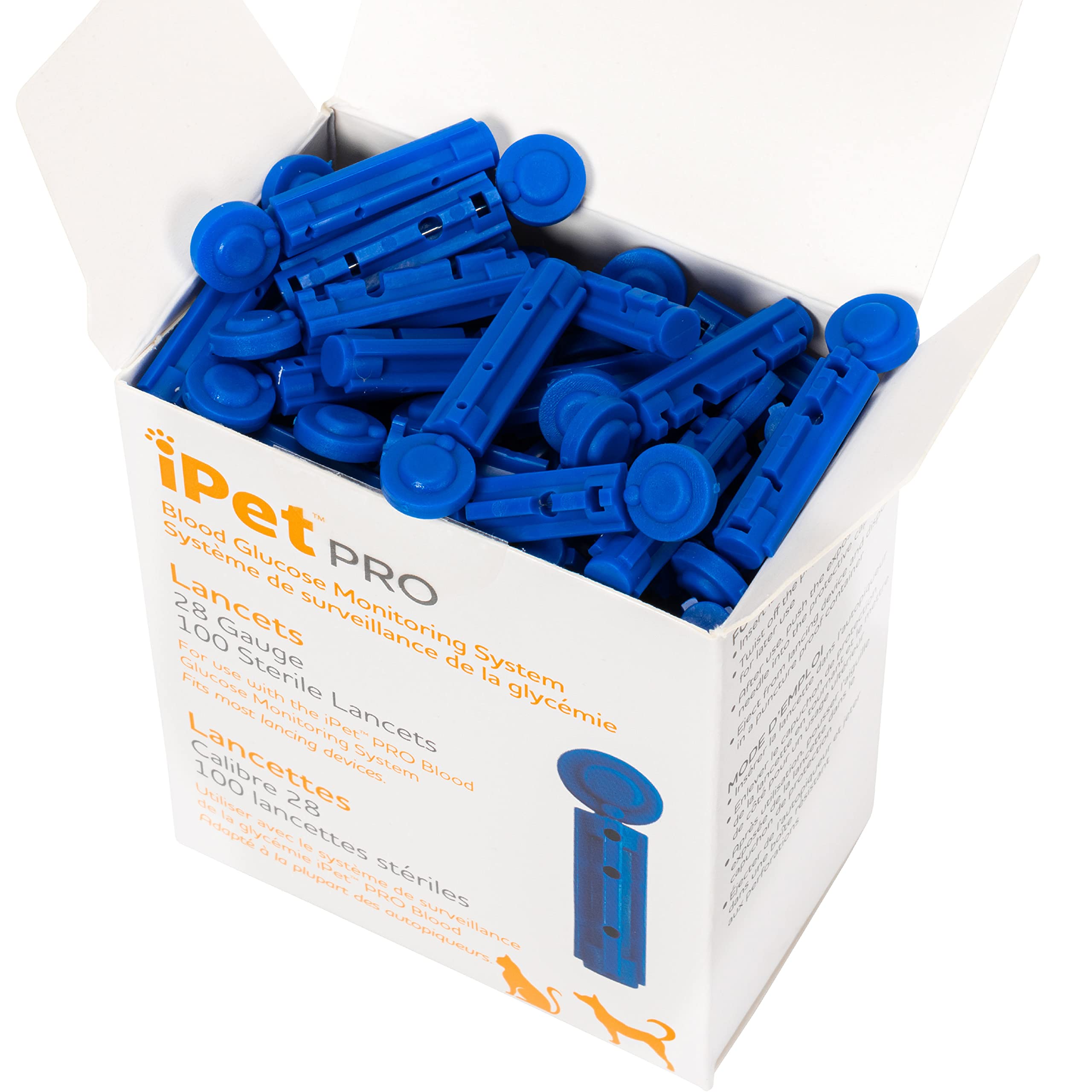 Lancettes UltiCare VetRx iPet Pro utilisées pour prélèvements capillaires à domicile.