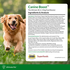 Bouillon d’os biologique en poudre utilisé comme booster naturel pour chien.