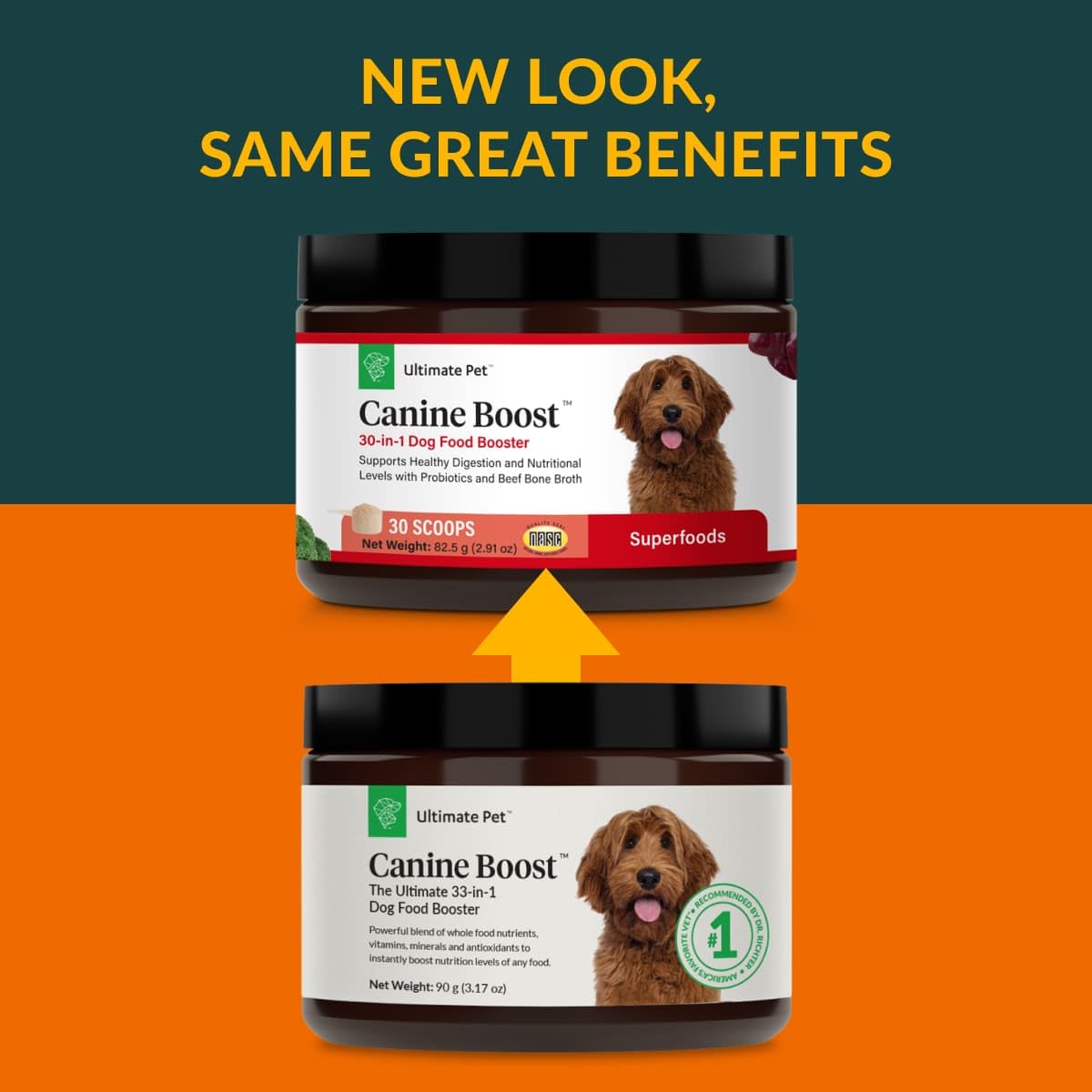 Graines de lin en poudre dans Canine Boost pour nutriments essentiels.