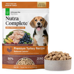 Nutra Complete dinde en bouteille Ultimate Pet Nutrition, source de protéines et énergie.