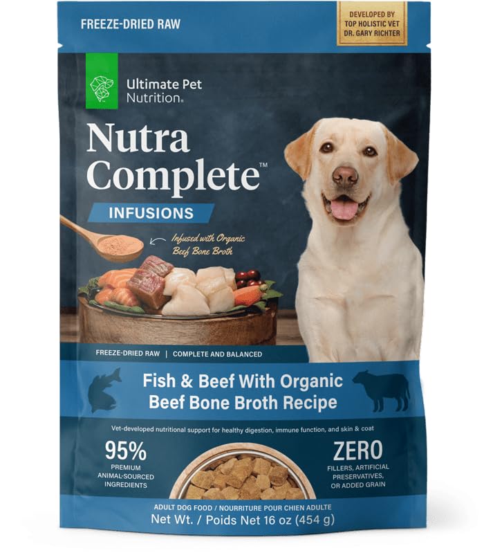 Nutra Complete Infusions : bouillon poisson sec pour chiens, protéines naturelles.