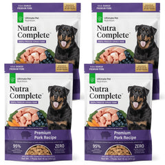 Nutra Complete d’Ultimate Pet Nutrition, sac porc lyophilisé prêt à l’emploi.
