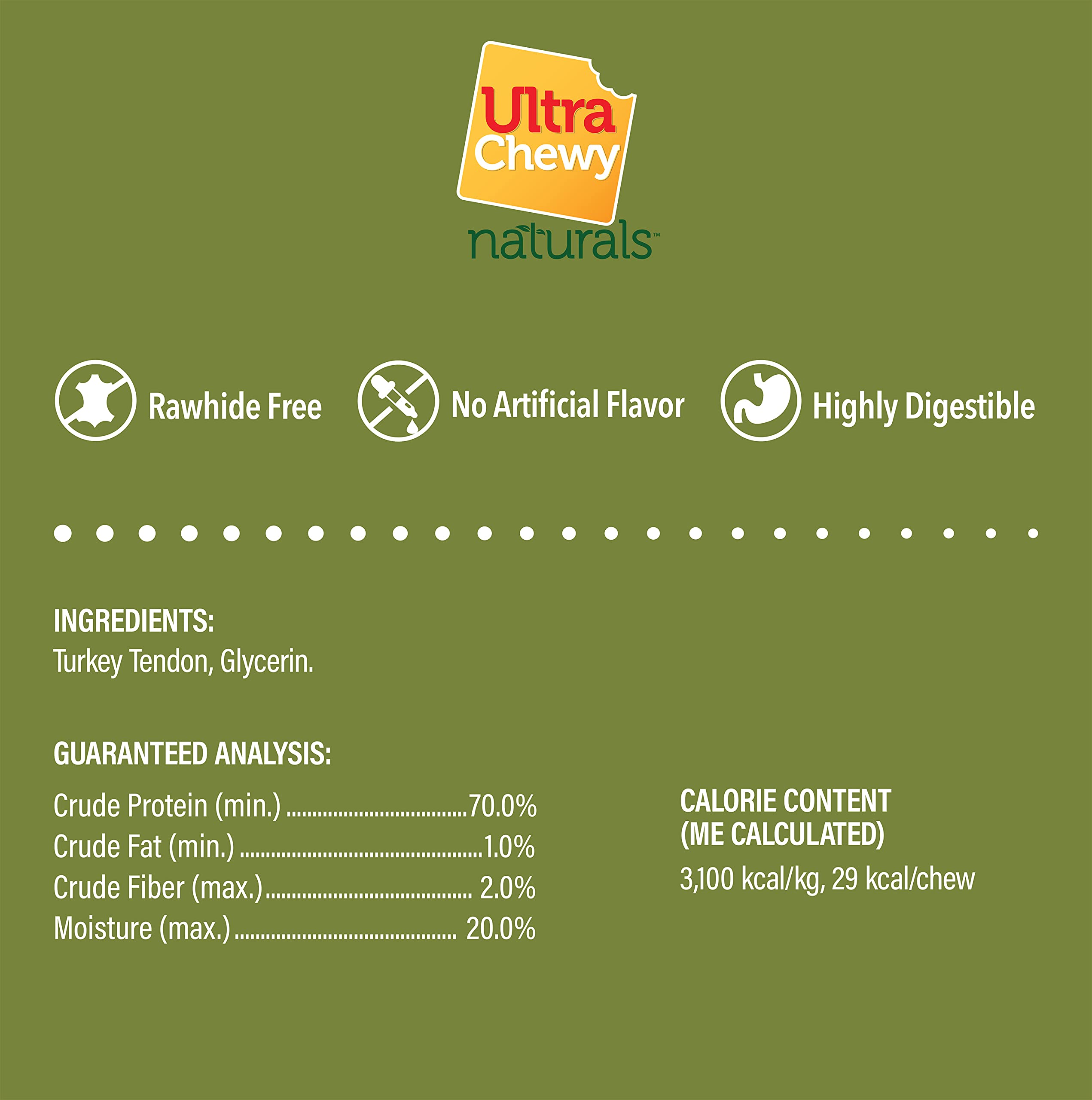 Ultra Chewy produit hypoallergénique tendon de dinde pour sensibilités alimentaires.